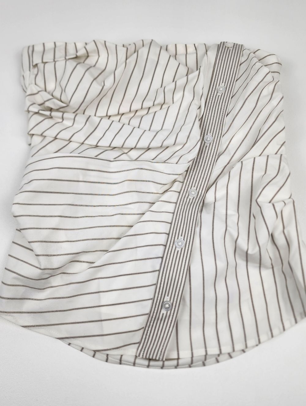 Kenneth Cole Strapless Wrap Top XS White Beige Striped NWT Bandeau Blouse
